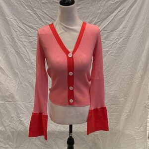 SHEIN Pink and Red Button-Up Cardigan
